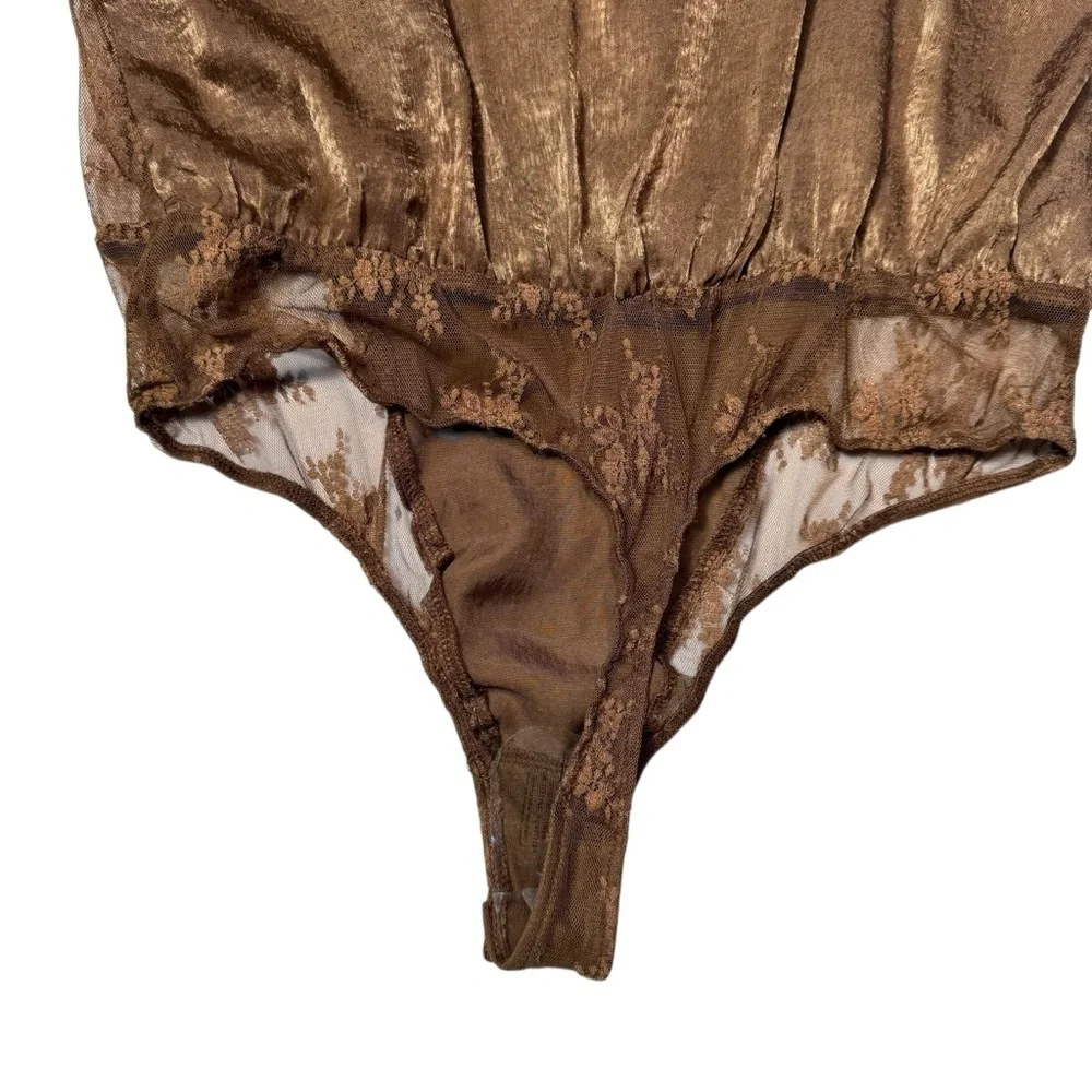 NWT New Free People Tell Me More Toffee Brown Bodysuit Size M